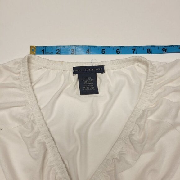 WHITE Long Sleeve Rayon V Neck Tunic Blouse Top Size S - Picture 6 of 10